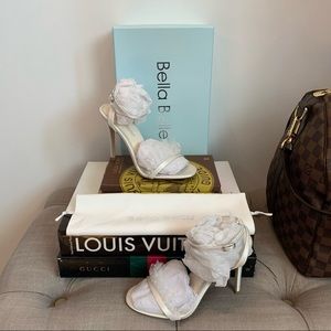 Bella Belle BRIDGET Polka Dot And Pleated Tulle Ivory Wedding Heels Shoes Size 6